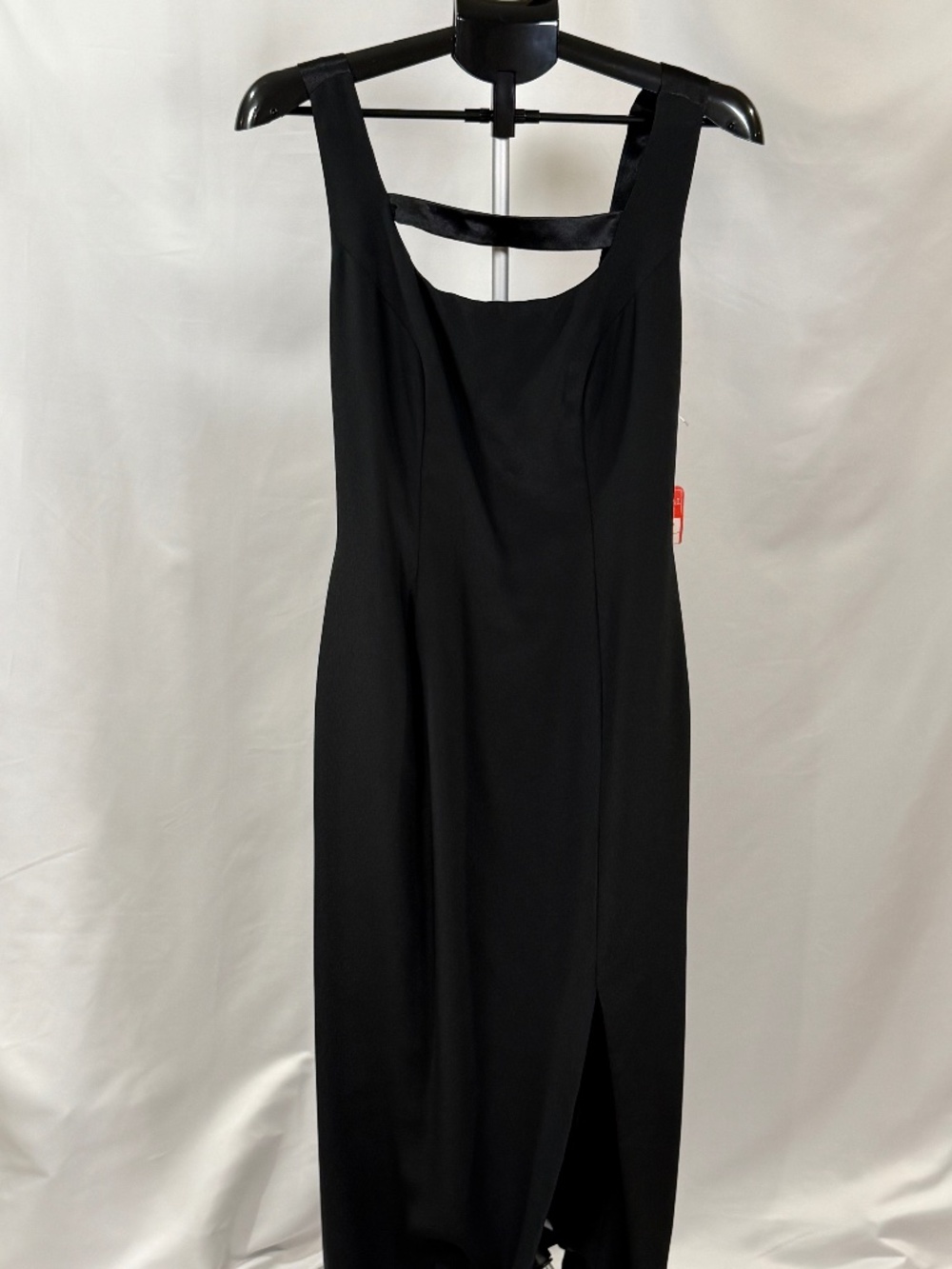 Vintage Black Satin Minimalist Dress Size 12 90s Formal Evening Daniella
